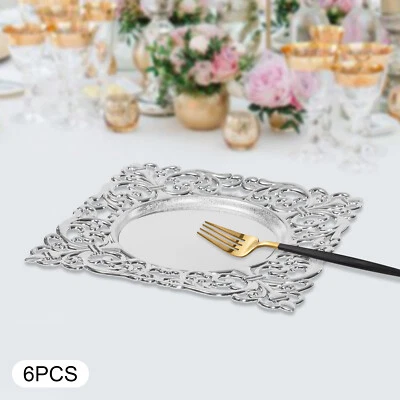 Placas de cargador de oro de 12" 6 piezas cargadores cuadrados de plástico para mesa, boda Foto 1 de 4