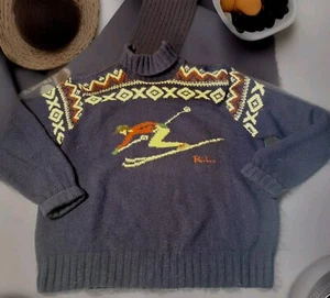 Exclusive Vintage Polo Ralph Lauren Down Hill Skier Wool Knit Sweater XL - Picture 1 of 12