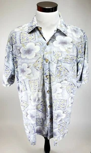 Camicia hawaiana uomo KAD taglia XL viola tropicale giallo fiori con bottoni - Foto 1 di 5