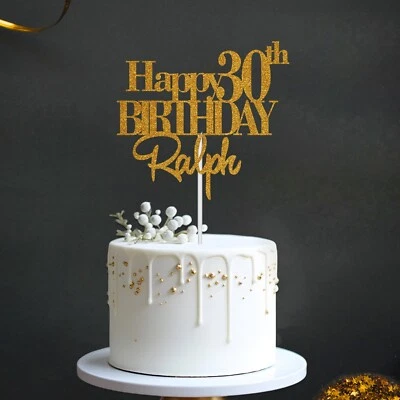 GETWAYSKY Personalised Glitter Birthday Cake Topper | Custom Name & Colour Options