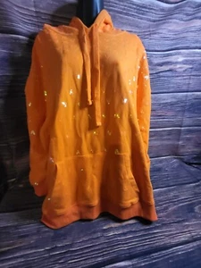 NWT Women's Orange/Sequin Bucket List Hoodie/with Pocket SZ large - Picture 1 of 6