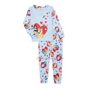 BLUEY Pajamas Boys Girls Toddler Size 12M 18 M 2 3 4 5 Shirt Pants Set Heart NWT - Picture 1 of 3