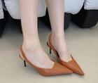 Womens Fashion Sexy Pointy Toe Slingbacks Kitten Mid Heels Elegant OL Sandals