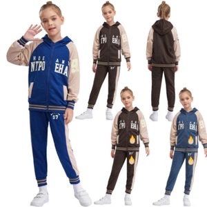 Kids Boys Girls Outfits Fall Set Activewear Tracksuit Outerwear Two-Piece Coat - Picture 1 of 55