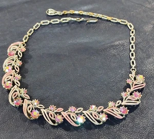 collana girocollo vintage americana con cristalli anni 60 - vtg necklace - Foto 1 di 5