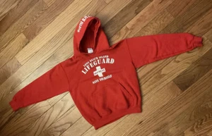 Long Beach Island New Jersey Toddler Medium Red Lifeguard Hoodie 5-Year-Old - Picture 1 of 24