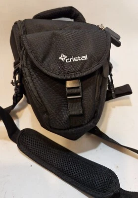 Compact Camera Shoulder Bag Black Padded Storage Compartment Carry Strap Cristal - Image 1 of 2