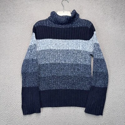 Suéter Eddie Bauer para mujer azul medio bloque de color cuello alto tejido con cable jersey Foto 1 de 4