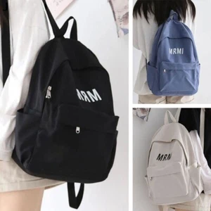 Large Capacity Women's Backpack Solid Color School Bag Outdoor - Picture 1 of 8