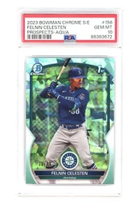 2023 Bowman Chrome Sapphire FELNIN CELESTEN 1st Aqua Refractor RC #/99 PSA 10 - Picture 1 of 2