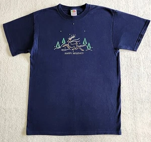 Fruit of the Loom ~ Camiseta manga corta para mujer ~ Talla mediana ~ Azul ~ Navidad - Imagen 1 de 6