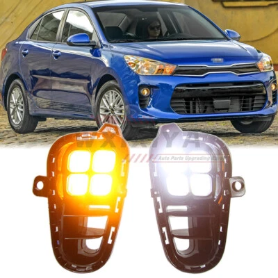 LED DRL For Kia Rio 2018-2020 Daytime Running Light With Turn Fog Lamp Headlight - Image 1 of 4