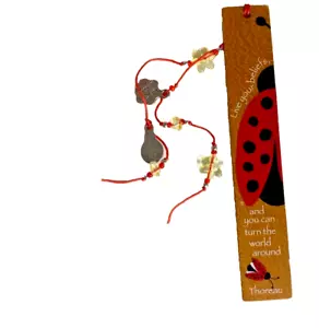 #7803 SACCHI Bookmark Live Your Beliefs with Ladybug charm 4.5 inch - Picture 1 of 3