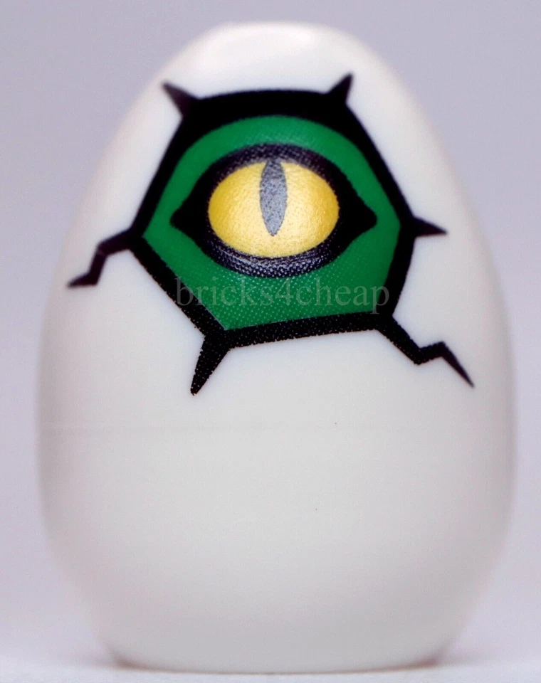 Lego White Egg Small Pin Hole with Yellow and Green Alligator Crocodile Dinosaur - Image 1 of 1