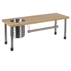 Etagère en bambou 3 en 1 + porte ustensiles inox + Rouleau essui tout Cuisine - Imagen 1 de 1