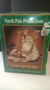 Vintage Holiday Time North Pole Productions musical animado ÁNGEL CON ARPA  - Imagen 1 de 10