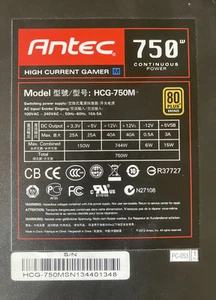 ANTEC HCG-750 750W Bronze Rated 80+ PC Power Supply Unit - used, good condition - Photo 1/5
