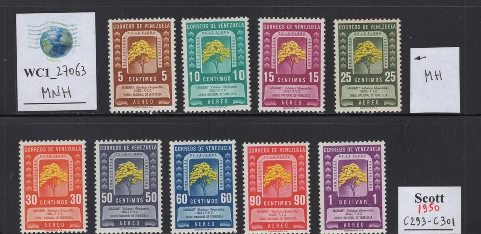 WC1_27063.VENEZUELA. 1950 FOLIAGE IN YELLOW air set. Sc.C293-C301. MNH - Image 1 of 1