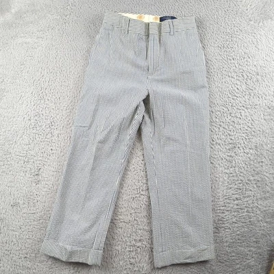 VTG Polo Ralph Lauren Pants Boy 8 Blue Seersucker Made in Italy Suspender Button - Image 1 of 4