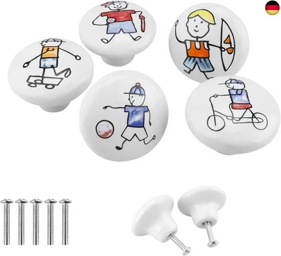 SHENGYIG Schrankknöpfe Weiß, 5 Stück mit Aktion Mustern Schrankknopf, Fühlt Sic - Bild 1 von 4