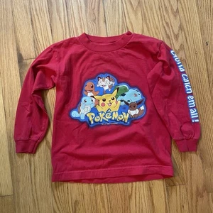 Vintage 1999 Pokemon Long Sleeve Graphic T-Shirt Youth Size M (5/6) Pikachu Red - Picture 1 of 7