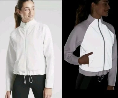 Athleta Women's Break Out Reflective White Full Zip Jacket! Size L - Image 1 of 4