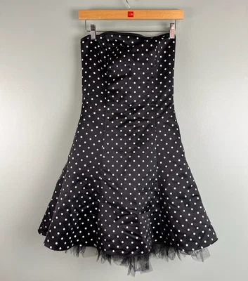 Jessica McClintock Gunne Sax Strapless Black White Lace Prom Party Dress 56 - Image 1 of 4