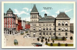 Vintage Albany NY Post Office Street Scene Linen Postcard - Picture 1 of 2