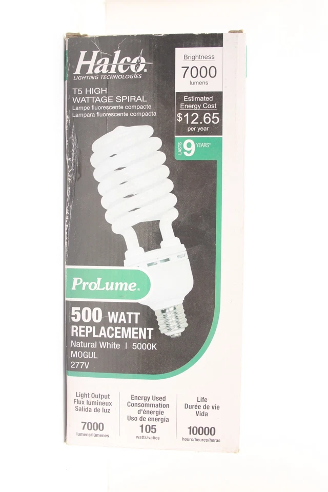 Halco ProLume T5 Natural White Spiral Bulb CFL 105/50/E39/277V 105 Watt 5000K - Image 1 of 3