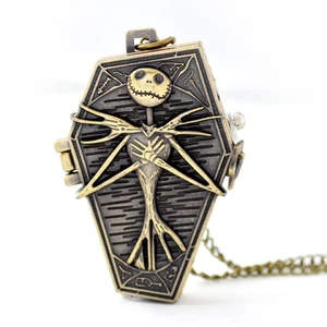 Christmas Jack Skellington Pocket Watch Necklace Tim Burton The Nightmare Before - Picture 1 of 5