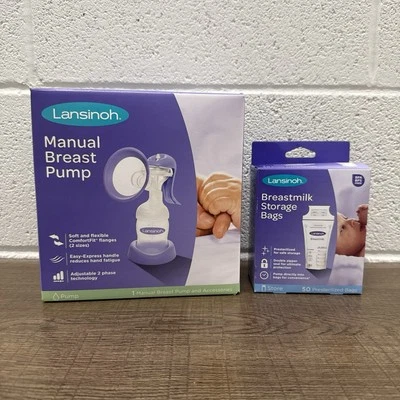 Lot of 2 Lansinoh Manual Breast Pump + Breastmilk Storage Bags 50 Ct - Image 1 of 4