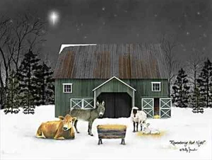Billy Jacobs Remembering that Night manger Farm Barn PAPER Art Print 12 x 9 - Picture 1 of 1
