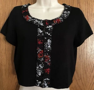White House Black Market Cropped Top Short Sleeve Stretchy Women's Size Med. - Picture 1 of 12