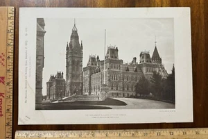 Stampa 1887 American Architect Building News Palazzo del Parlamento Ottawa Canada - Foto 1 di 1