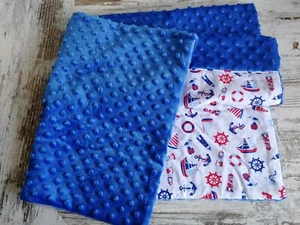 Baby boy blanket, made from cotton and soft plush fabric, nautical print - Picture 1 of 4