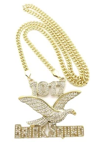 MENS ICED 1017 BRICK SQUAD PENDANT WITH 6mm 30" CUBAN CHAIN GOLD PLATED - Picture 1 of 5
