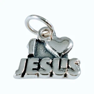 I Love Jesus Charm Pendant 925 Sterling Silver - Picture 1 of 3