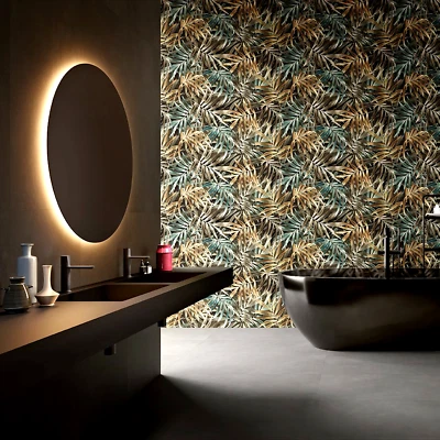 Cut Tile Sample: Flora Green Dark Decor Tiles - Image 1 of 2