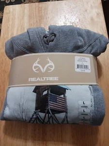 RealTree Outfitters Hoodie Mens L Graphite Heather Gray Deer Stand Graphic - Picture 1 of 6