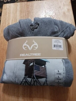 RealTree Outfitters Hoodie Mens L Graphite Heather Gray Deer Stand Graphic - Image 1 of 4