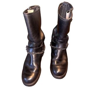 Georgia Boots USA Black Leather Engineer Moto Style Boots US Women's Size 8.5