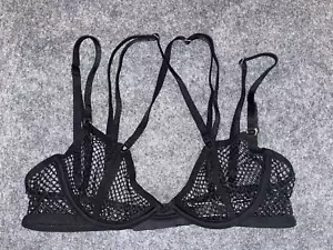Victoria’s Secret Demi Bra Very Sexy Strappy Fishnet Open Cup Low Cut XS - Picture 1 of 8