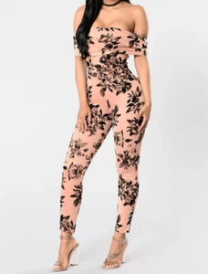 Mono Everything Is Rosey Hombro Descubierto Desnudo Rosa/Negro Moda Nova Talla L - Imagen 1 de 10
