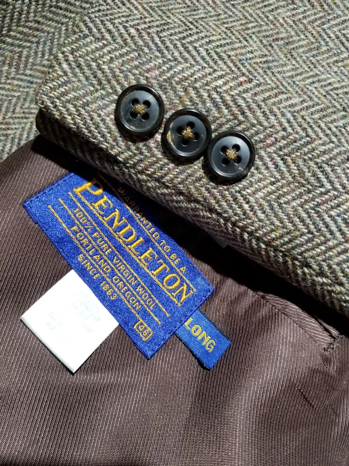 Blazer Chaqueta Abrigo Deportivo 46L Pendleton Marrón Verde Mancha Lana Tweed  Foto 1 de 4