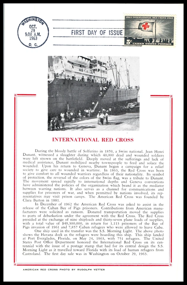 1963 International Red Cross Sc 1239 FDC with Hammond maxi-card cachet (F16 - Image 1 of 1