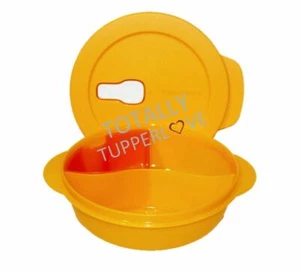 New Tupperware CrystalWave Lunch Dish w/ Cold Cup Divided Orange Microwave Safe - Picture 1 of 3