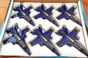 Juego de 6 aviones de combate Diecast 9" modelo F/A-18 Hornet US Navy Blue Angels NUEVO - Imagen 1 de 5