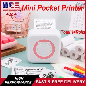 Mini Pocket Thermal Printer Bluetooth Wireless Photo Notes Inkless Sticker Paper - Picture 1 of 10