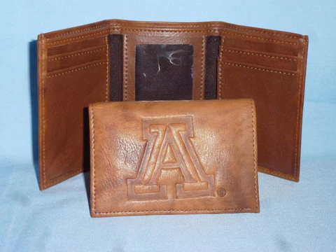 ARIZONA WILDCATS   Leather TriFold Wallet  NEW!   brown 2 Cover