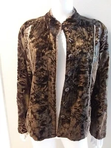 Giacca blazer Chico's taglia L o 2 marrone morbido velluto floreale carriera casual marrone - Foto 1 di 9